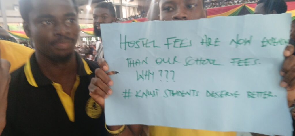 KNUST Students Protest Exorbitant Private Hostel Fees; Youth Minister Pledges Government Action